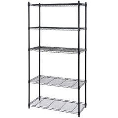 5-Tier Wire Shelving Unit Rack Large Space Adjustable Storage Shelves Black