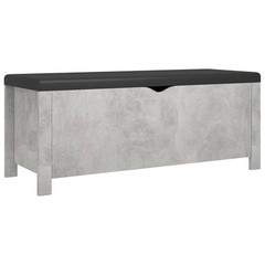 Bowery Hill Medium Concrete Engineered Wood Storage Box with Faux Leather – Grey
