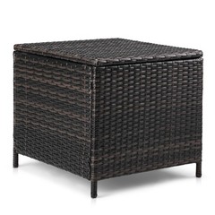 27GAL Patio Wicker Rattan Brown Table Garden Square Container Storage Flip Cover