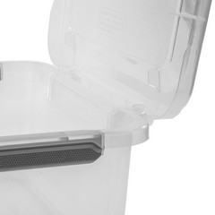 HingeLID Storage Box Clear Bin W/ Latch Lid Comfort Grip Handles 6 Count New US