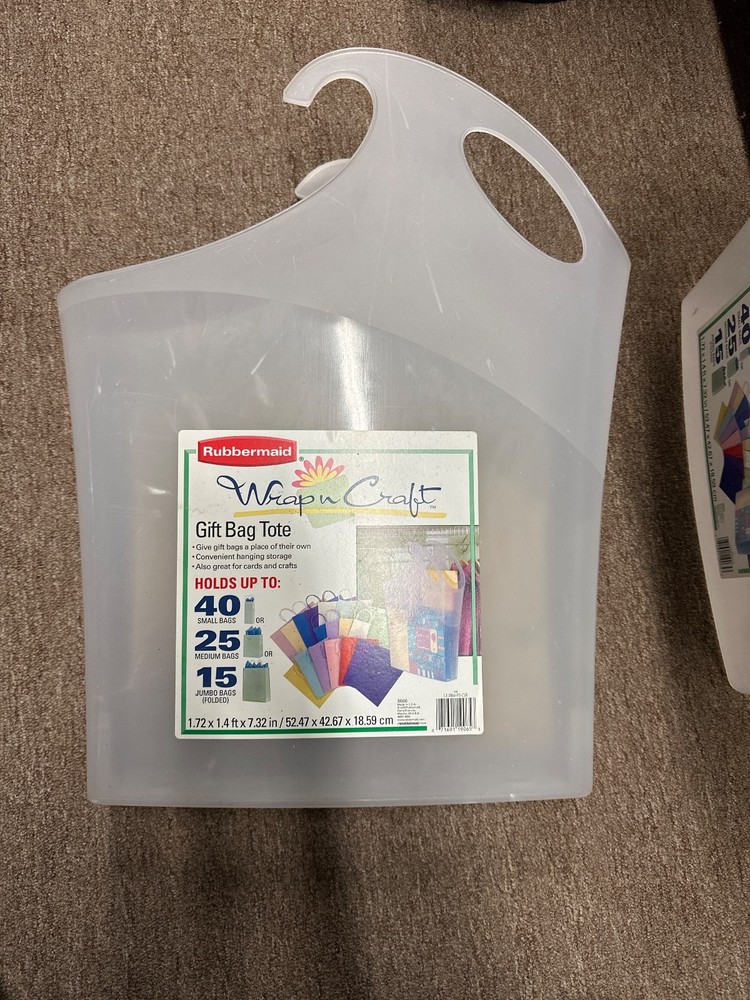 2 Rubbermaid Wrap N Craft Gift Bag Tote Organizer Holder 40 Gift Bags USA Made