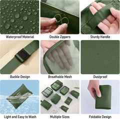 Packing Cubes for Travel- 8 Set Luggage Organizer Bags for Family, Mesh Breathab
