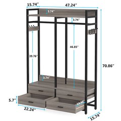 Tribesigns Closet Organizer with 4 Large Drawers, Clothes Garment Rack with Hook