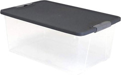 4-Pack Plastic Storage Bins W/Lids, Stackable Totes, 15 Quart, Clear/Gray
