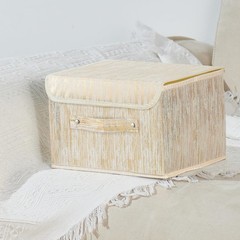 Small Decorative Storage Boxes Lid Luxury Metallic Fabric Bins Foldable Gold