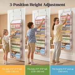 5 Tiers Adjustable Weekly Over Door Organizer with 10 Mesh Side Pockets, 44 l…