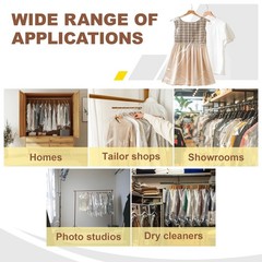 100 Pcs Dry Cleaner Clothe Covers Plastic Clear Garment Bags for Clothes 60X90Cm