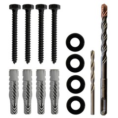 Lag Bolt Kit for Mounting A TV Into Wood Or Concrete Includes Drill Bits