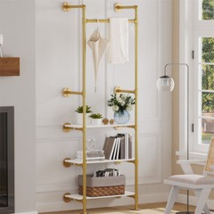 Heavy Duty Industrial Pipe Clothes Rack Gold Open Wardrobe Showroom Garment Rack
