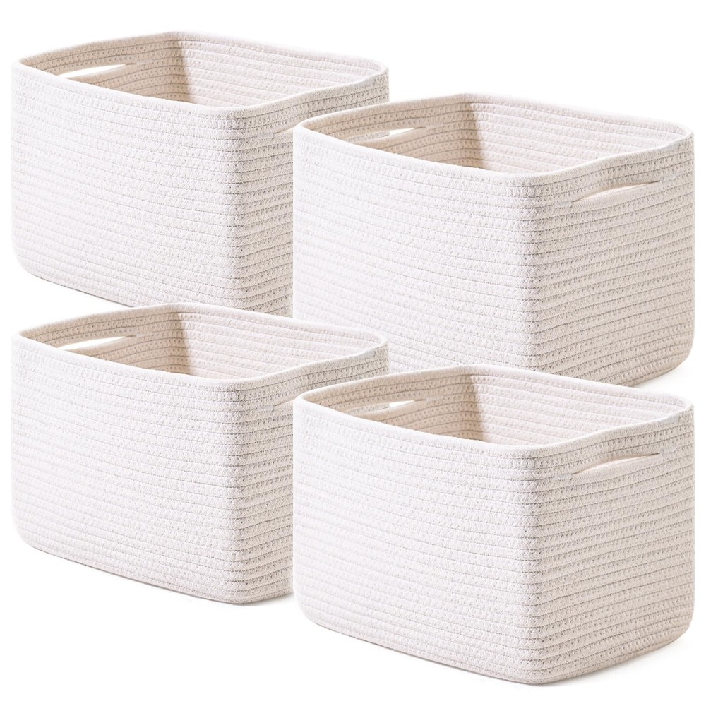 ICERZCZ Storage Baskets for Organizing, 12.5″(l)×9.1″(w)×7.9″(h), Off White