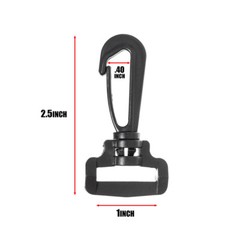 Black Plastic Swivel Snap Hook by Paracord Planet – For 1 Inch Webbing & Straps