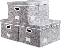 Large Collapsible Storage Bin with Lid 17.7″, Fabric Cube Organizer