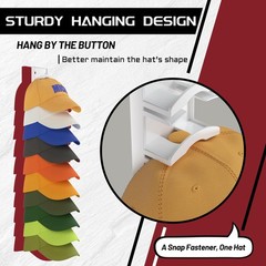 Hat Organizer Hold up to 20 Hats, 2 Pack Hat Rack for Wall with Strong Adhesi…