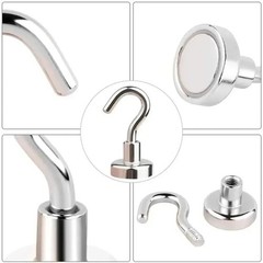 10 Pack Dia Strong Magnetic Hook Hanger Neodymium Clamping Magnet Hooks 2kg, 8kg