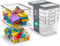 Large Clear Plastic Bins with Lids – Stackable Organizer for Toys, Clothes, Medi