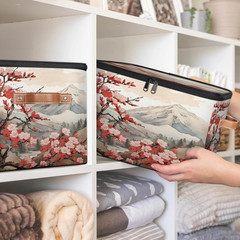 Cherry Blossom Storage Bins with Zipper Lid – Foldable Clothes Organizer