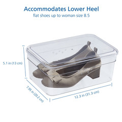 (2 pack) Mainstays Clear Glossy Plastic Small Closet Storage Shoe Organizer Shoe