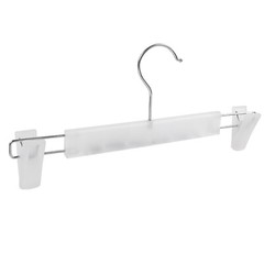 100Pack Plastic Clothes Skirt Trouser Pants Hanger with Adjustable Clips 12″wide