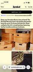 Record LP Crate, Storage Box, Solid Walnut, Dovetail Joinery, Symbol Audio
