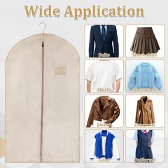 5 Packs Cotton Garment Bag for Hanging Clothes, 40″ Breathable Hanging Suit C…