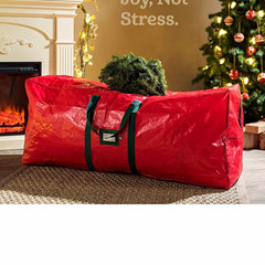 Medium Christmas Tree Storage Bag 48x15x20 Red Polyester, Zipper, Handles