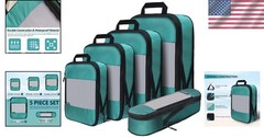 Compression Packing Cubes Set – 5 Lightweight Luggage Organizers bags for Travel