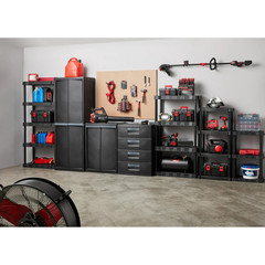 Hyper Tough 4 Tier Storage Shelving Plastic Heavy Duty Organizer Rack Black