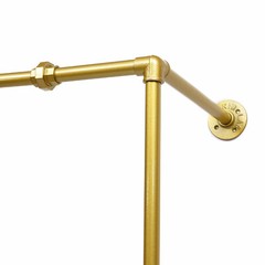 Industrial Pipe Clothes Rack Iron Garment Bar Closet Storage Gold Wall Mounted