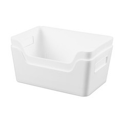Easy Access Plastic Storage Bins Small 6.5×9.5×4 Inch White Organizer Box 5 Pack