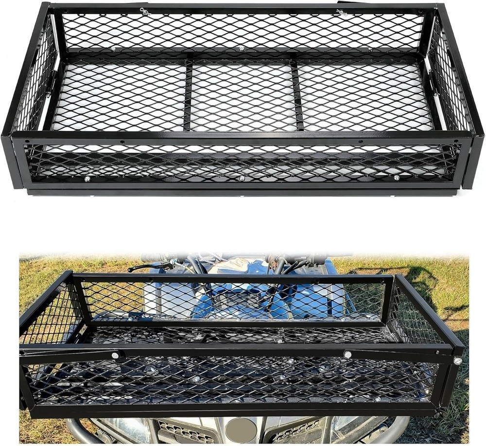 ATV Front Cargo Basket, Heavy Duty Steel Mesh Rack, Universal Fit for ATV UTV,