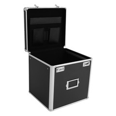 Vinyl Record Storage Case Aluminium Waterproof Holds 50 LPs, 12″ Sleeves Black
