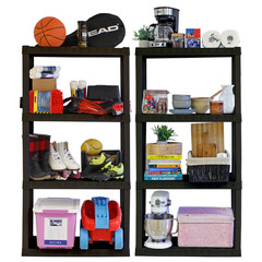 Hyper Tough Plastic Storage Shelves Garage Shelving Unit 4-Tier 57″H x 14″D x 30