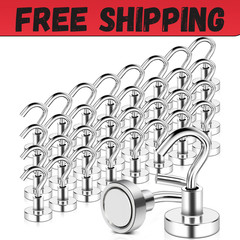 32 Pack Magnetic Hooks Heavy Duty, 25 lbs Strong Magnet Hooks – Multipurpose