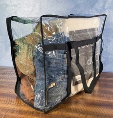 3-Pack Heavy Duty Clear Vinyl College Moving Bags 15 x 18 x 9 Storage Books