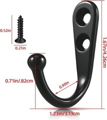 10 PCS Coat Hooks Wall Mounted, Premium Black Heavy Duty Metal Wall Hooks for