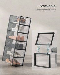 12 Pack Clear Stackable Shoe Storage Boxes Plastic Organizer Dustproof Container