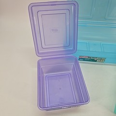 Lot Of 3 Stuffers Fliptop Stackable Storage Bin Hinge Lid Plastic Container