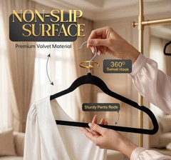 Beddora Velvet Hangers Heavy Duty Non-Slip Space Saving Closet