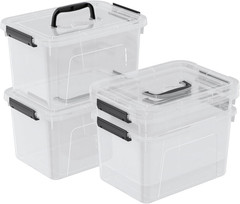 Clear Plastic Storage Bins with Lids and Handles – 6L, 4 Pack