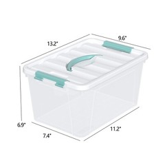 4/6/8-Packs Stackable Latching Box W/ Lid Plastic Storage Bin 14-Quart Container