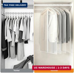 6 Pack Garment Bags 60 * 100cm,40in PEVA Translucent Garment Covers, Suit Storag