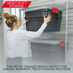 Rubbermaid 24 Gallon Action Packer Storage Bin, Heavy Duty Plastic, Lockable, Bl