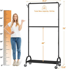 Clothes Rack Double Hanging Clothes Rack Clothing Rack Garment Rack 130LBS Capac
