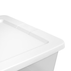 90 Quart Large Storage, Clear Plastic Storage Container with Snap-On Lid, White