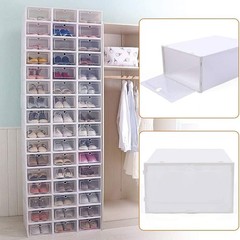 12 pcs Foldable Plastic Transparent Shoe Box Storage Clear Organizer Stackable