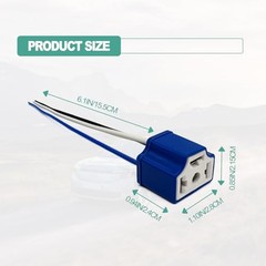 2Pcs Ceramic H4 9003 HB2 Headlight Connector with 3 Adapter Wiring Harness Blue