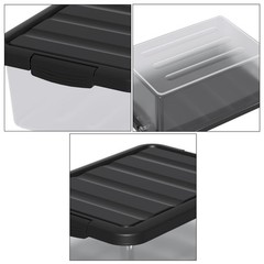 2 Packs 14 Quart Clear Storage Box Medium Container Organizer Black Lid