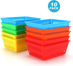 10 Pack Mini Storage Baskets Bins, Plastic Organizer Basket, Colorful Shelf and