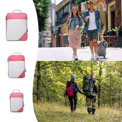 3pcs Suitcases Compression Packing Cube Travel Luggage Organizers Bag Pink