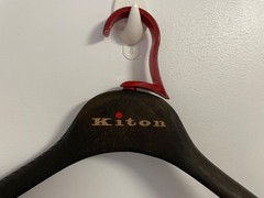 Kiton Wooden Jacket Suit Hanger Wide Shoulder with Grip Brown 17.7″